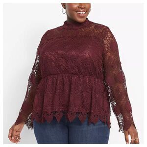 Lane Bryant Mock Neck Lace Peplum